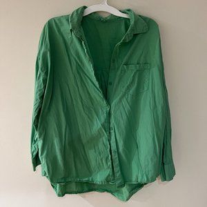 Green oversized button down